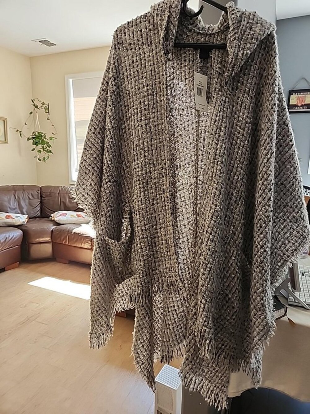 Steve Madden Women’s Hooded Ruana Poncho Cardigan